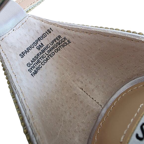 Steve Madden Size 9 Silver Rhinestone Block Heel Ankle Strap Sandals Heels - Picture 4 of 8